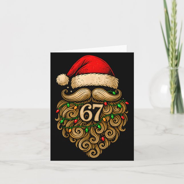 Funny Six Seven 6 7 Meme Santa Beard Christmas Men Karte (Vorderseite)