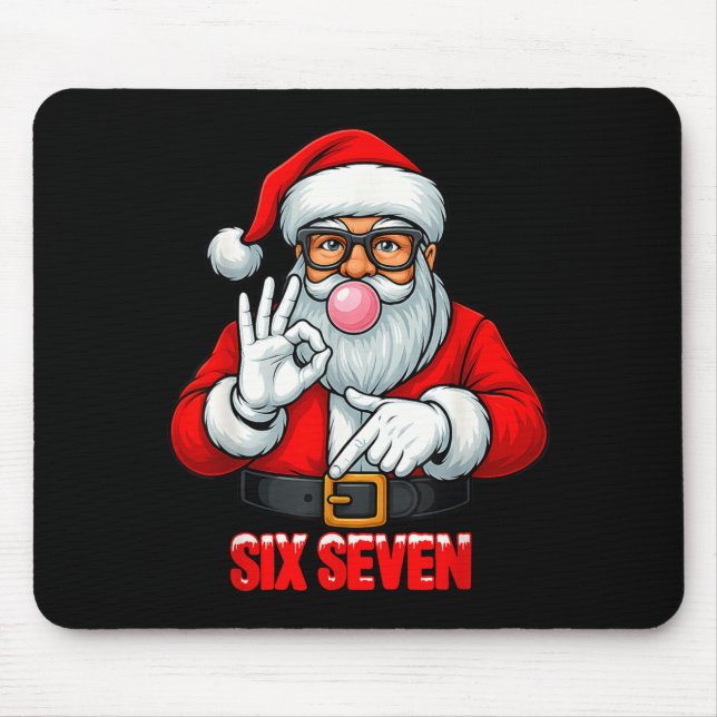 Funny Six Seven 6 7 Meme Santa Christmas Shirt Men Mousepad (Vorne)