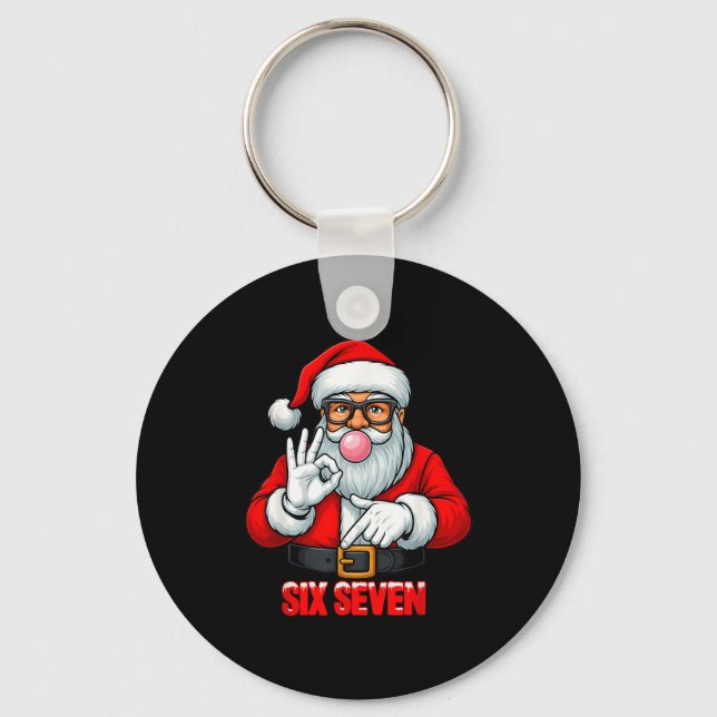 Funny Six Seven 6 7 Meme Santa Christmas Shirt Men Schlüsselanhänger (Vorderseite)