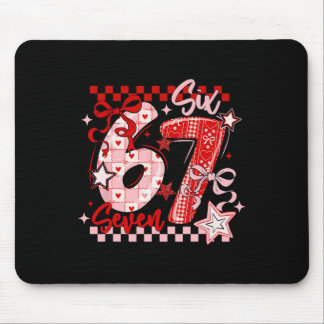 Funny Six Seven 6 7 Meme Valentine Girl  Mousepad