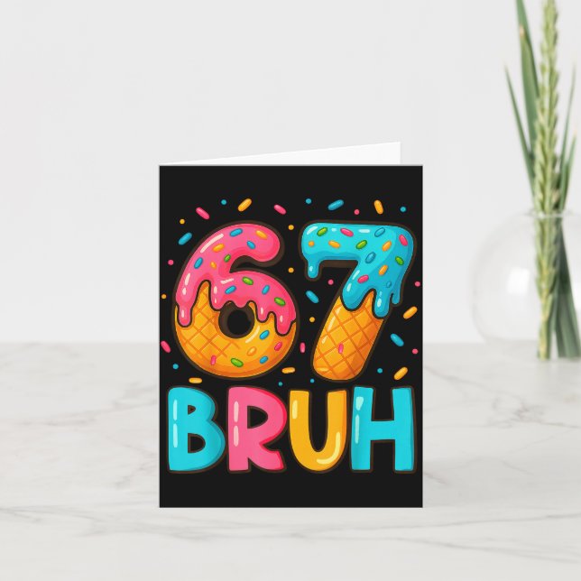 Funny Six Seven Bruh 67 Ice Cream Drip Men Boys Ki Karte (Vorderseite)