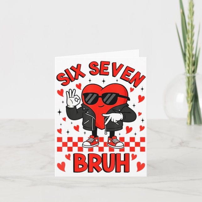 Funny Six Seven Bruh 6 7 Meme Valentines Heart Boy Karte (Vorderseite)