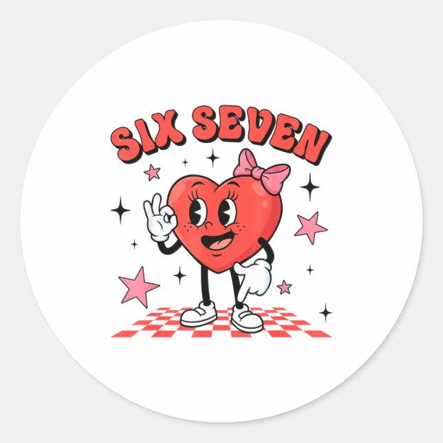 Funny Six Seven Cute Heart 67 Meme Valentine Kids  Runder Aufkleber (Vorderseite)