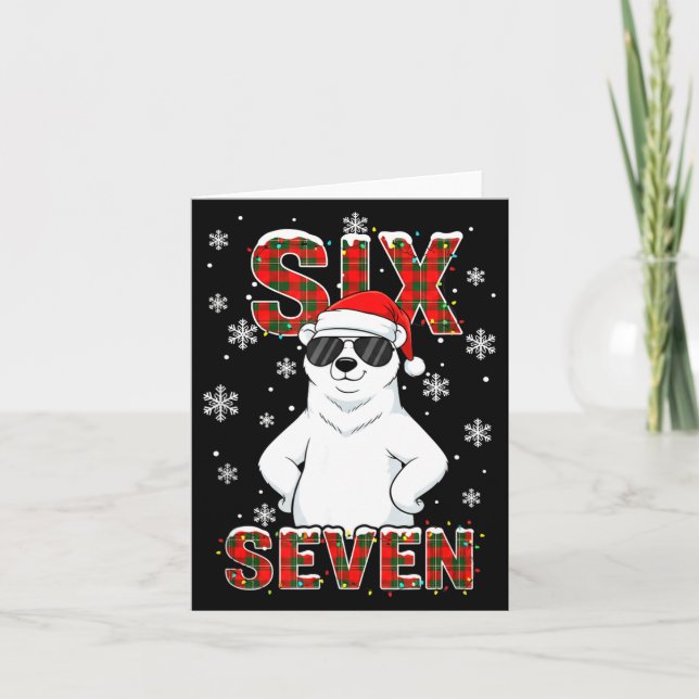 Funny Six Seven Lar Bear Christmas 67 Santa Hat Wi Karte (Vorderseite)