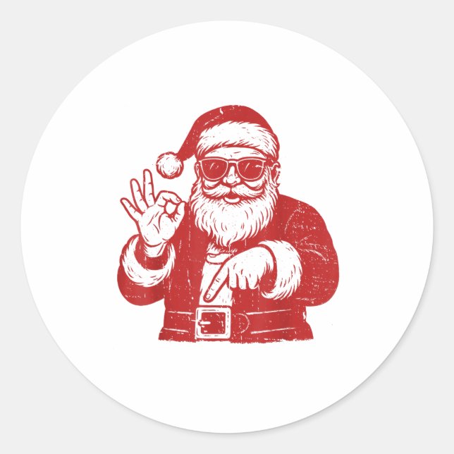 Funny Six Seven Meme 67 Christmas Brainrot Santa C Runder Aufkleber (Vorderseite)