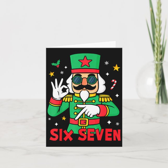 Funny Six Seven Meme Christmas Nutcracker Saying 6 Karte (Vorderseite)