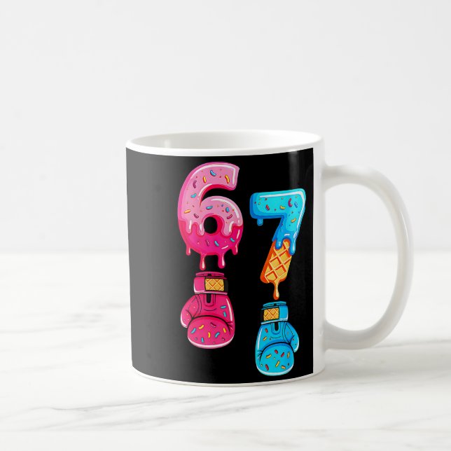 Funny Six Seven Meme Ice Cream Drip 67 Boxing  Kaffeetasse (Rechts)