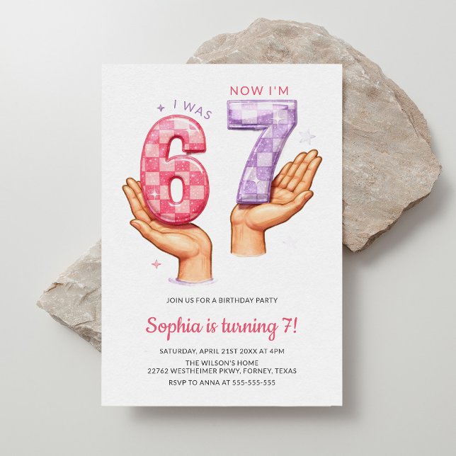 Funny Six Seven Meme Trendy 67 Kids Birthday Einladung (Von Creator hochgeladen)