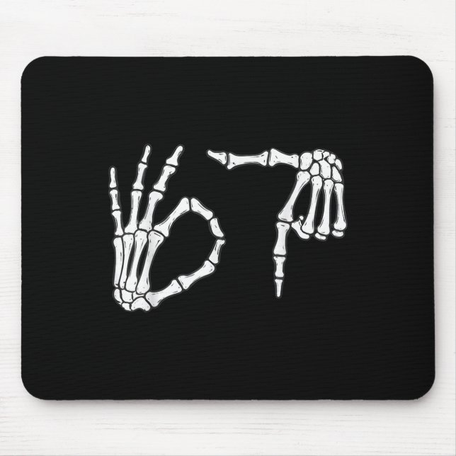 Funny Six Siven 6 7 Meme 67 Skeleton Hand Hallowee Mousepad (Vorne)