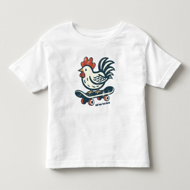 Funny Skateboard Farm Hähnchen Personalisiert Kleinkind T-shirt (Vorderseite)