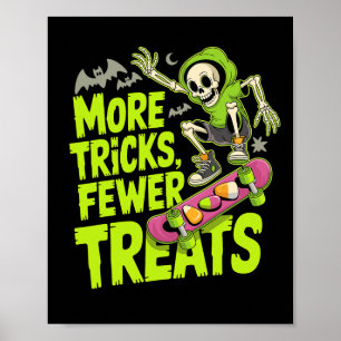 Funny Skateboard Halloween Skeleton Ghost Spooky S Poster