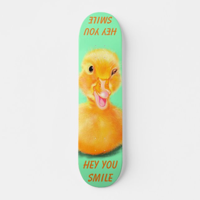 Funny Skateboard Happy Duck Custom Text und Farben (Vorne)