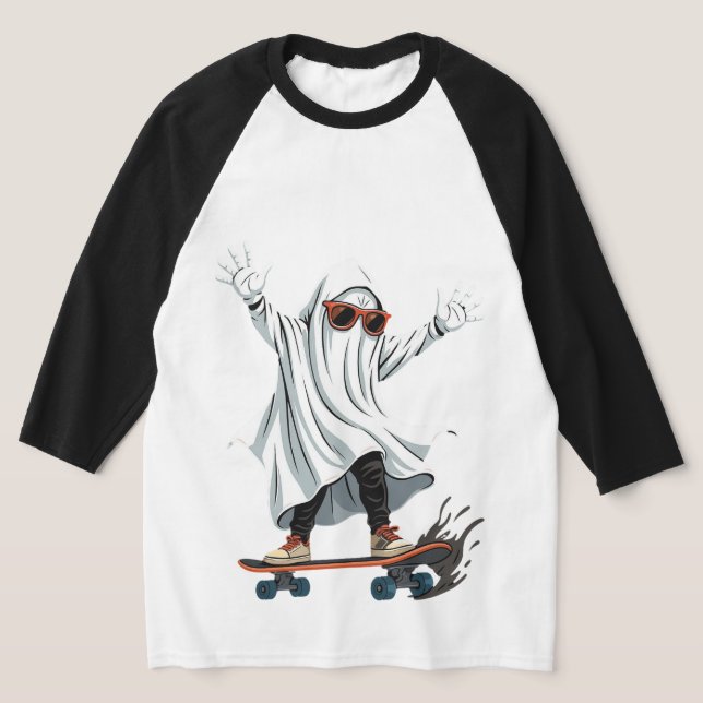 Funny Skateboarding Ghost Men's 3/4 Sleeve T - Shi T-Shirt (Ablage )