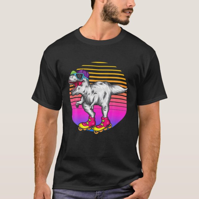 Funny Skaten T Rex Dinosaur Roller Skaten Lover T-Shirt (Vorderseite)