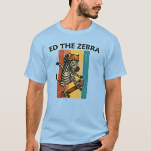 Funny Skater Zebra Retro Cartoon Jungle Wildlife T-Shirt