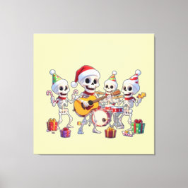 Funny Skeleton Band Christmas & New Year – 3D Cart Leinwanddruck