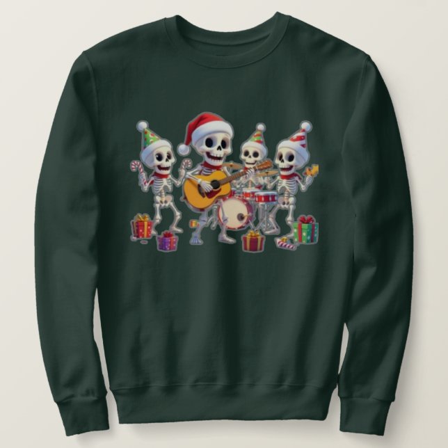 Funny Skeleton Band Christmas & New Year – 3D Cart Sweatshirt (Design vorne)