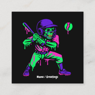 Funny Skeleton Batting Ice Cream Tropfen Baseball Quadratische Visitenkarte