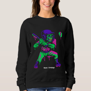 Funny Skeleton Batting Ice Cream Tropfen Baseball Sweatshirt