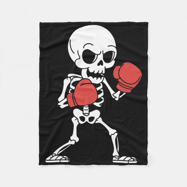 Funny Skeleton Boxing Liebhaber Spooky Halloween B Fleecedecke (Vorderseite)