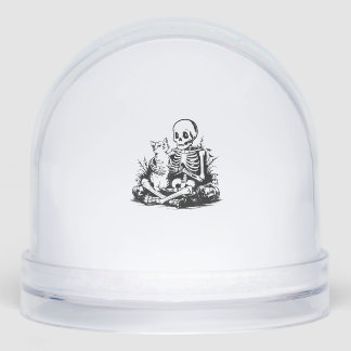 Funny Skeleton Cat Skull Kitty Cute Cat Goth Hallo Schneekugeln