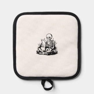 Funny Skeleton Cat Skull Kitty Cute Cat Goth Hallo Topflappen