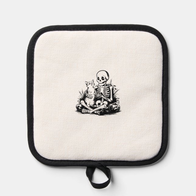 Funny Skeleton Cat Skull Kitty Cute Cat Goth Hallo Topflappen (Vorderseite)