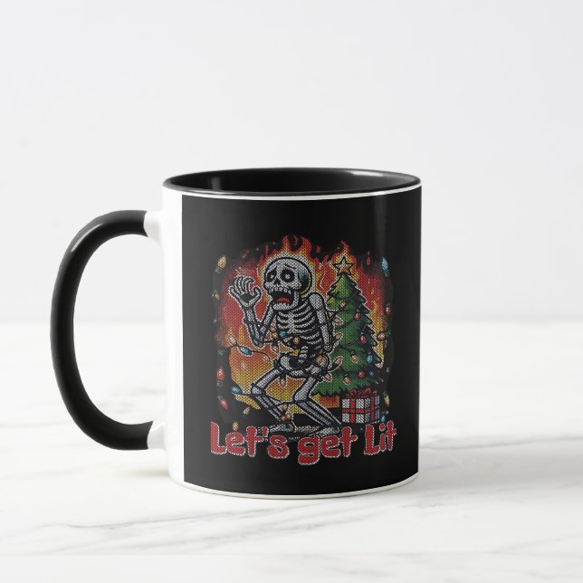 Funny Skeleton Christmas Let's Get Lit Classic Tasse (Links)