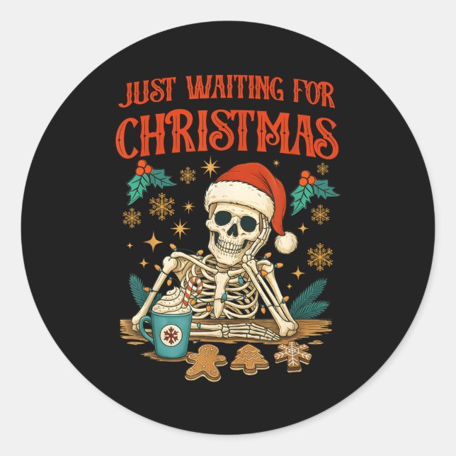 Funny Skeleton Christmas  Runder Aufkleber (Vorderseite)
