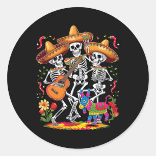 Funny Skeleton Cinco De Mayo Fiesta Mexican Festiv Runder Aufkleber