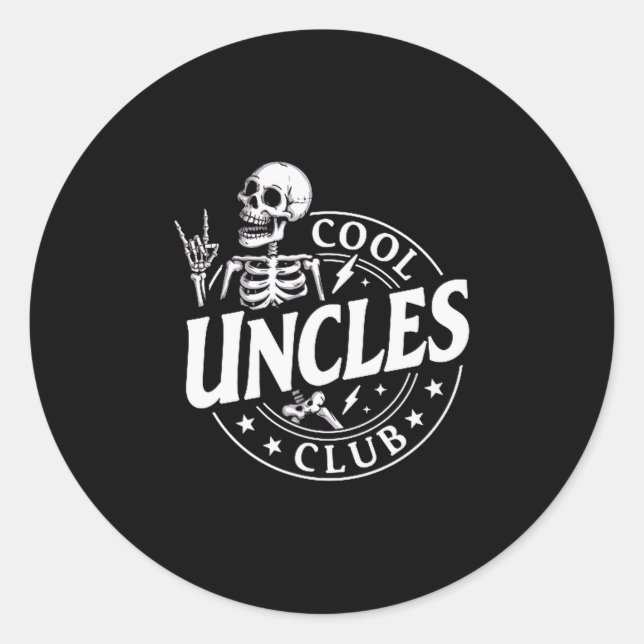 Funny Skeleton Cool Uncles Club New Uncle Men  Runder Aufkleber (Vorderseite)
