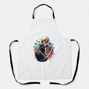 Funny Skeleton Cuddling Mit Cat Watercolor Skul Schürze