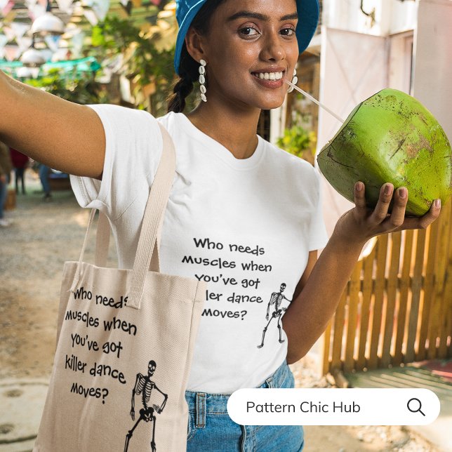 Funny Skeleton Dance Modernes Elegantes Halloween  Tragetasche (Von Creator hochgeladen)