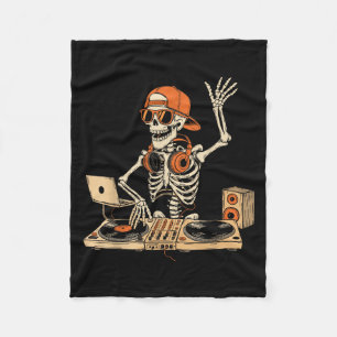 Funny Skeleton Dj Halloween Costume Music Lovers M Fleecedecke