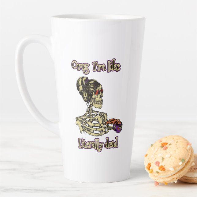 Funny Skeleton Drinking Ich bin buchstäblich tot K Milchtasse (Beispiel)