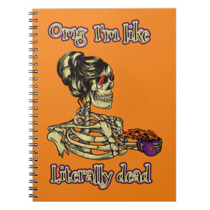 Funny Skeleton Drinking Ich bin buchstäblich tot K Notizblock