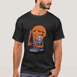 Funny Skeleton Fahrbagger Halloween Constru T-Shirt
