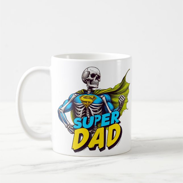 Funny Skeleton Fathers Day Super dad Kaffeetasse (Links)