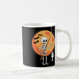 Funny Skeleton Fishing Lovers Moon Spooky Hallowee Kaffeetasse