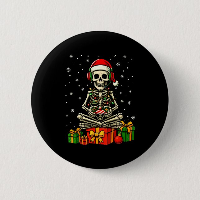 Funny Skeleton Game Controller Xmas Lights Men Wom Button (Vorderseite)