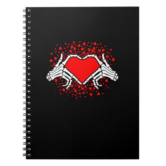 Funny Skeleton Hand Heart Valentinstag Notizblock (Vorderseite)