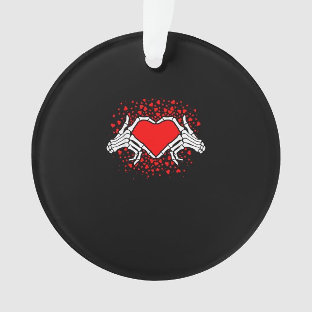Funny Skeleton Hand Heart Valentinstag Ornament (Vorderseite)