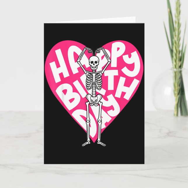 Funny Skeleton Heart Valentine’s Day In Retro Birt Karte (Vorderseite)