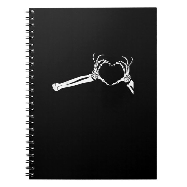Funny Skeleton Herz Hände. Halloween Costume Skel Notizblock (Vorderseite)