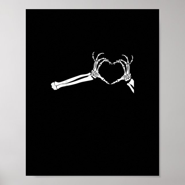 Funny Skeleton Herz Hände. Halloween Costume Skel Poster (Vorne)