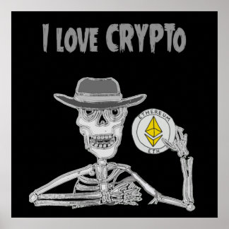 Funny Skeleton I Liebe Crypto Ether Cryptowährung Poster
