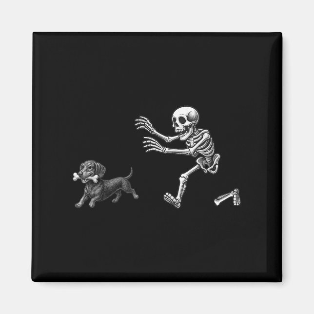 Funny Skeleton Jasing Dackel Hund Halloween Hund Magnet (Vorne)