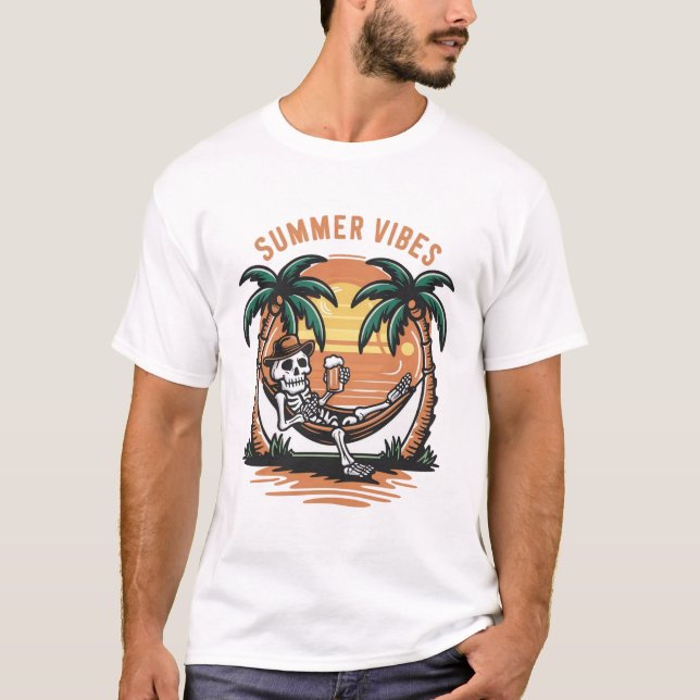 Funny Skeleton Kühling Summer Vibes T-Shirt (Vorderseite)
