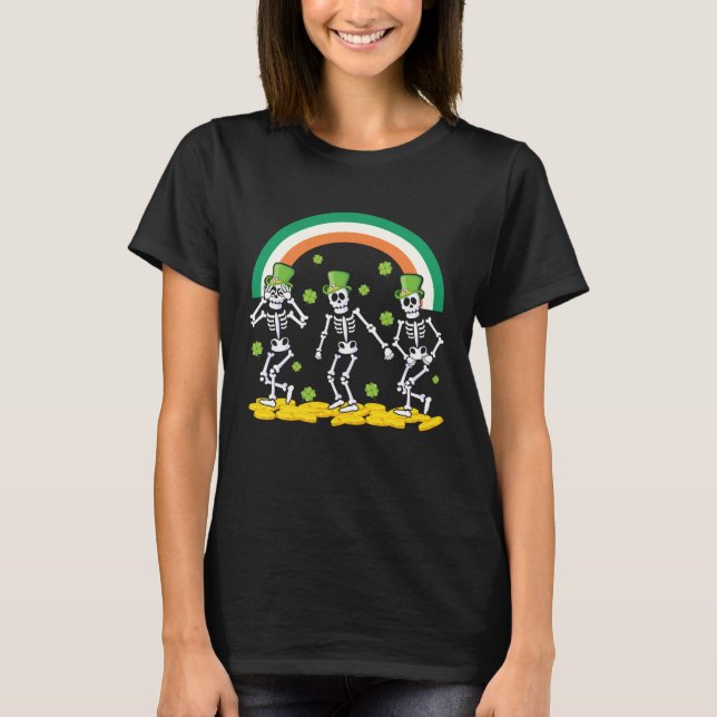 Funny Skeleton Leprechaun Griddy Dance St Patricks T-Shirt (Vorderseite)