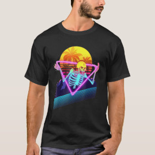 Funny Skeleton Meme Retro 80er Vaporwave Outrun St T-Shirt